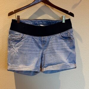 Old Navy Light Blue distressed jean maternity shorts
